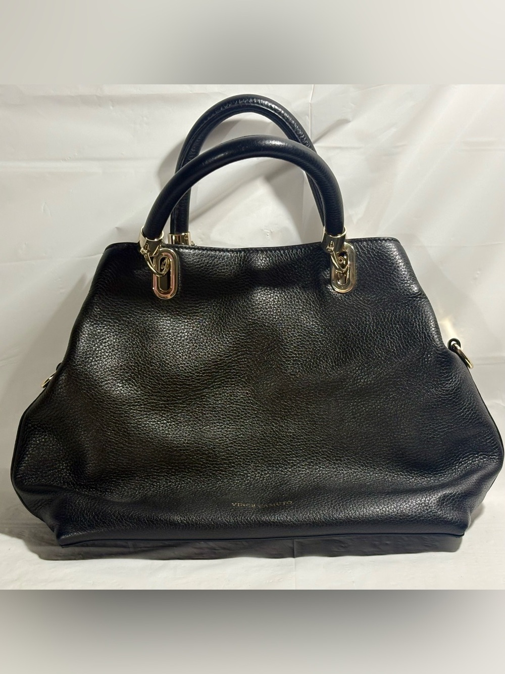 Vince Camuto Elva black pebbled calfskin leather satchel